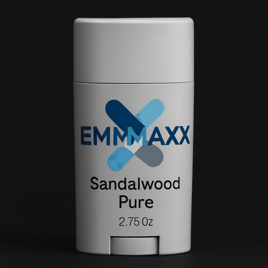EMMMAXX Sandalwood Pure natural deodorant stick 2.75 oz with woody scent and gentle formula