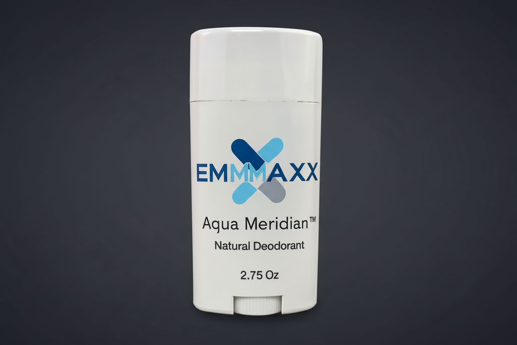 EMMMAXX Aqua Meridian natural deodorant stick on a white background